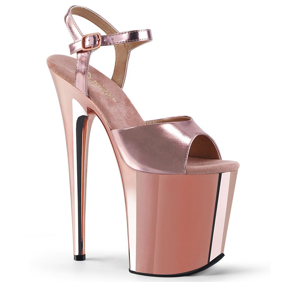 Sandales Bride Cheville Pleaser Flamingo-809 Rose Doré Femme | TJO-7384551