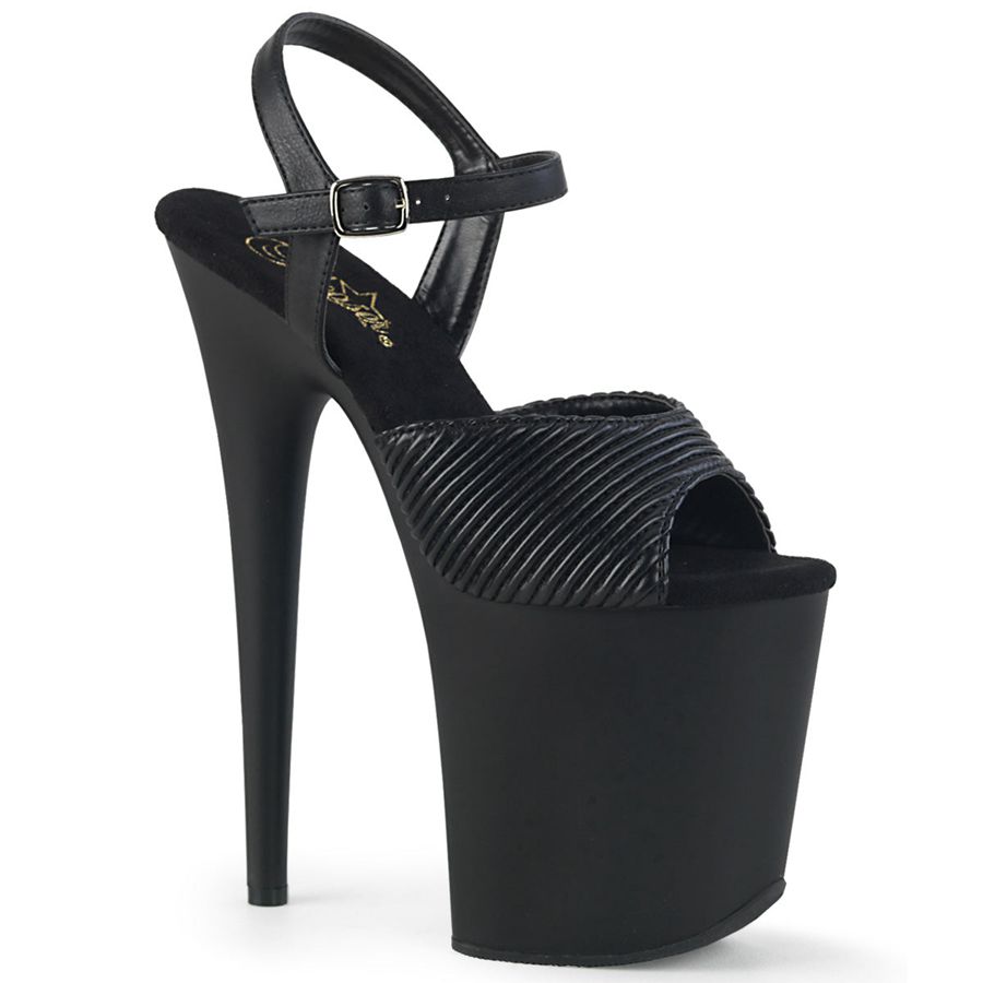 Sandales Bride Cheville Pleaser Flamingo-809 Noir Femme | PIA-4440278