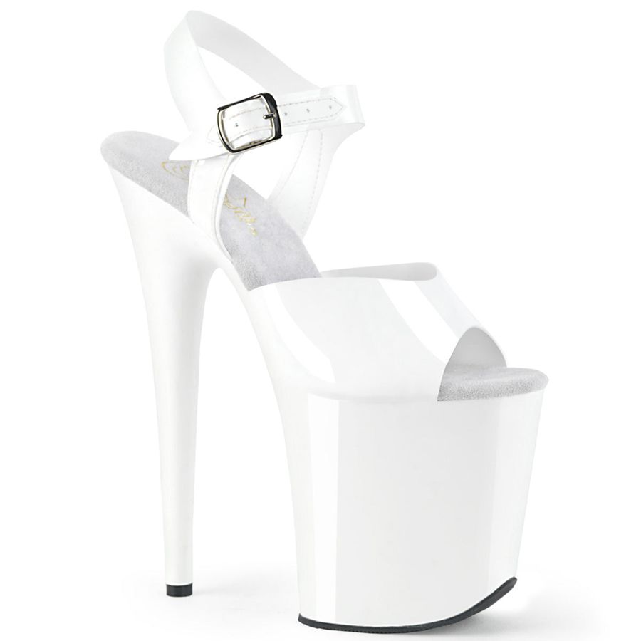 Sandales Bride Cheville Pleaser Flamingo-808N Blanche Femme | UQM-3849679