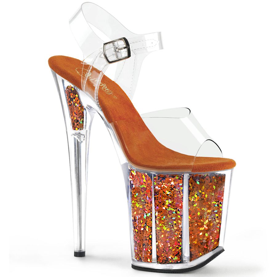 Sandales Bride Cheville Pleaser Flamingo-808GF Orange Femme | TWY-7949186