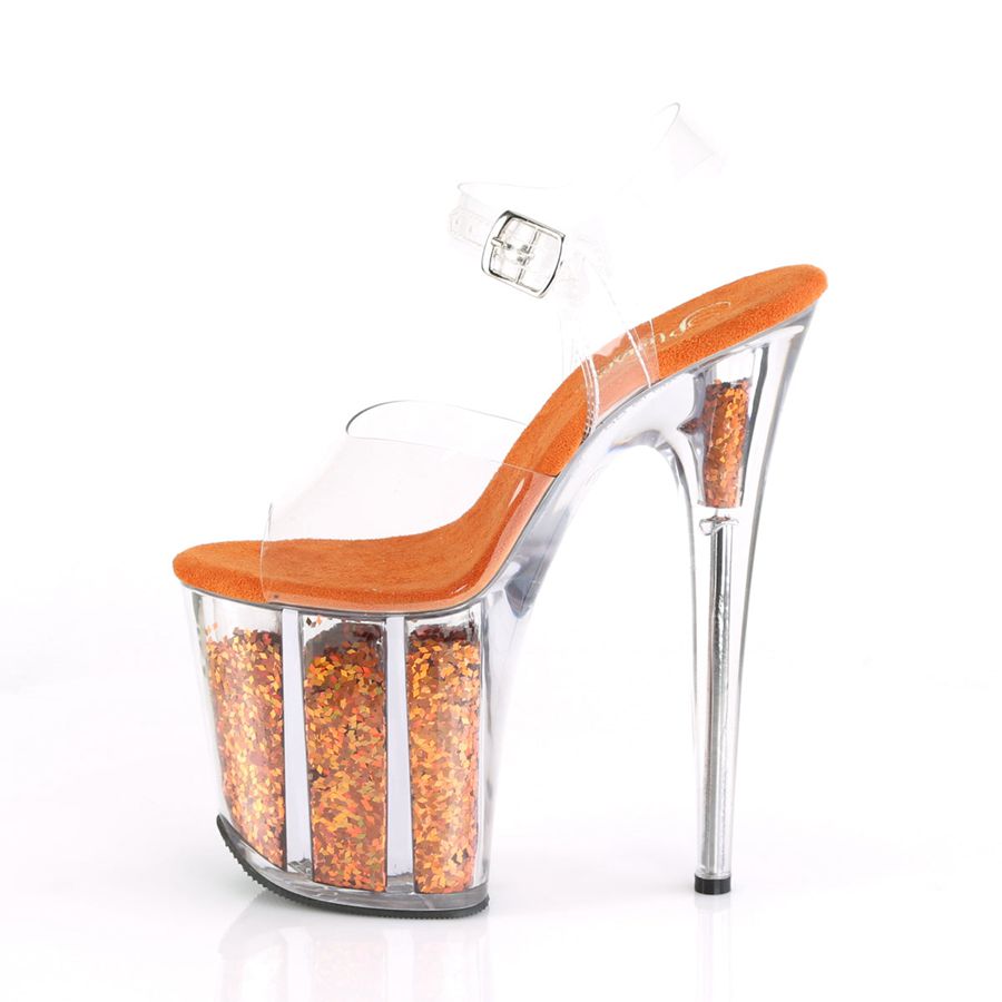 Sandales Bride Cheville Pleaser Flamingo-808GF Orange Femme | TWY-7949186