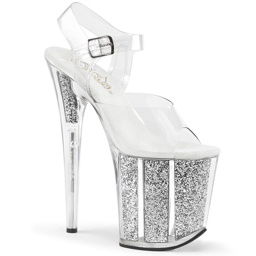 Sandales Bride Cheville Pleaser Flamingo-808G Argent Femme | UKY-6373877