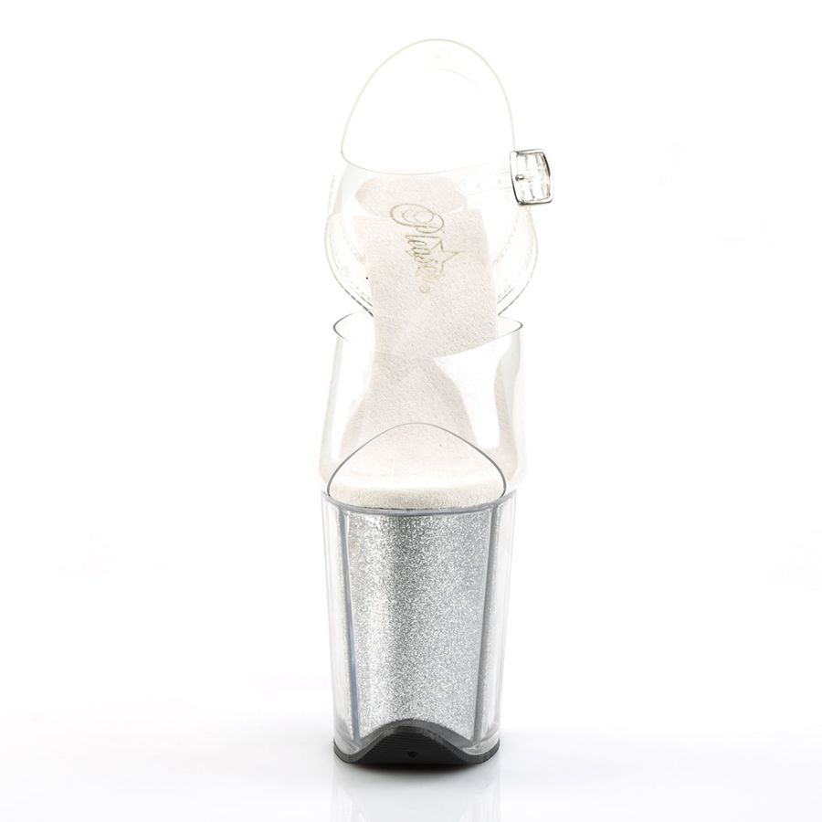 Sandales Bride Cheville Pleaser Flamingo-808G Argent Femme | UKY-6373877