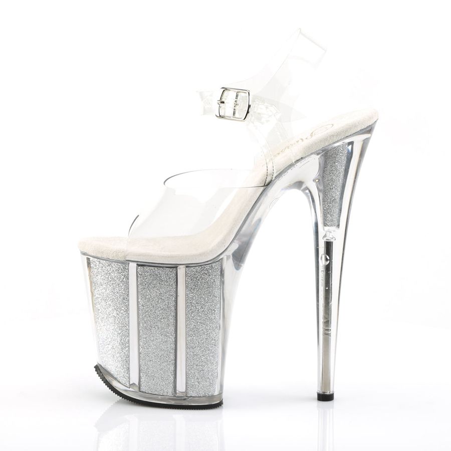 Sandales Bride Cheville Pleaser Flamingo-808G Argent Femme | UKY-6373877