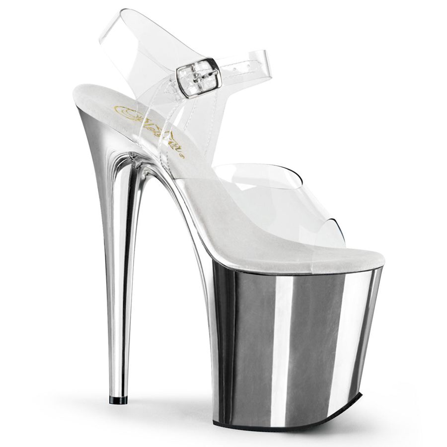 Sandales Bride Cheville Pleaser Flamingo-808 Argent Femme | DWT-5159359