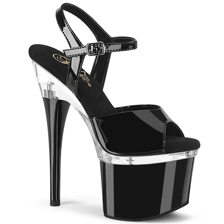 Sandales Bride Cheville Pleaser Esteem-709 Noir Femme | WZZ-4520456