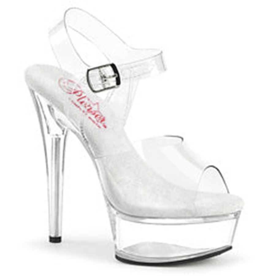 Sandales Bride Cheville Pleaser Excite-608 Clear Femme | TBE-1156868