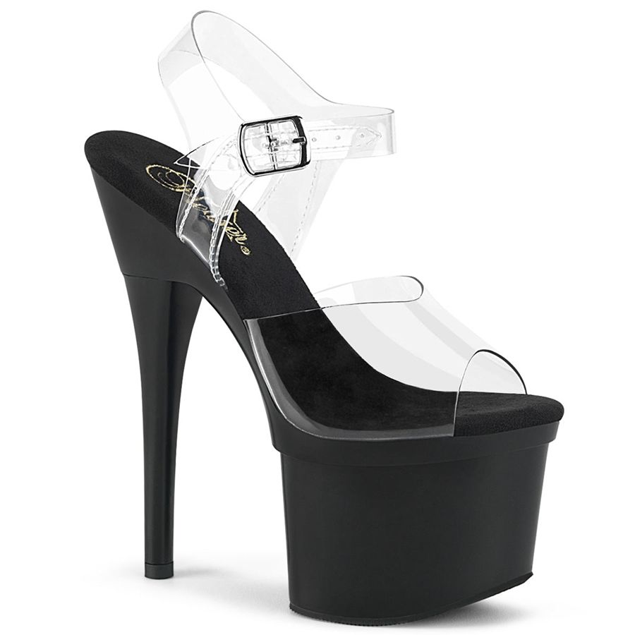 Sandales Bride Cheville Pleaser Esteem-708 Noir Femme | CLC-2062683