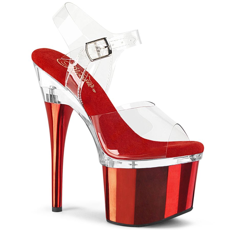 Sandales Bride Cheville Pleaser Esteem-708 Rouge Femme | YVY-2750076