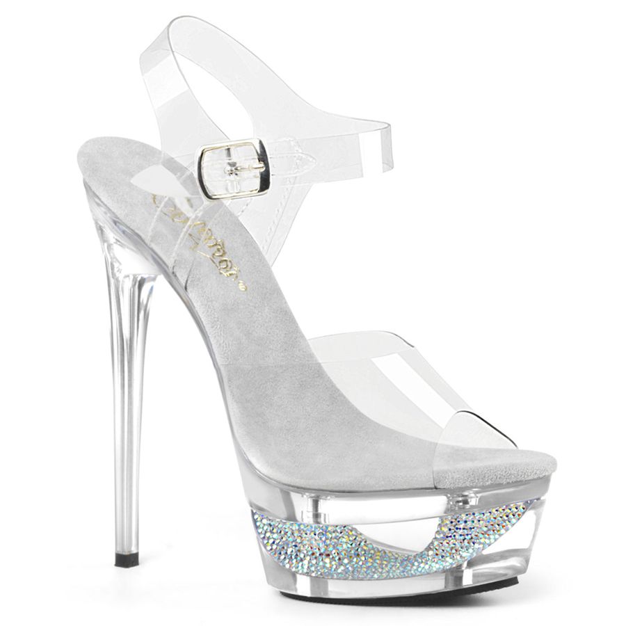 Sandales Bride Cheville Pleaser Eclipse-608DM Clear Femme | ARG-7709048