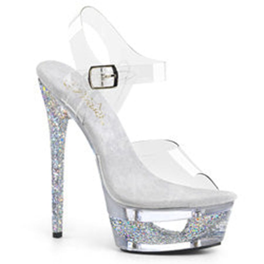 Sandales Bride Cheville Pleaser Eclipse-608GT Argent Femme | SWK-5159412