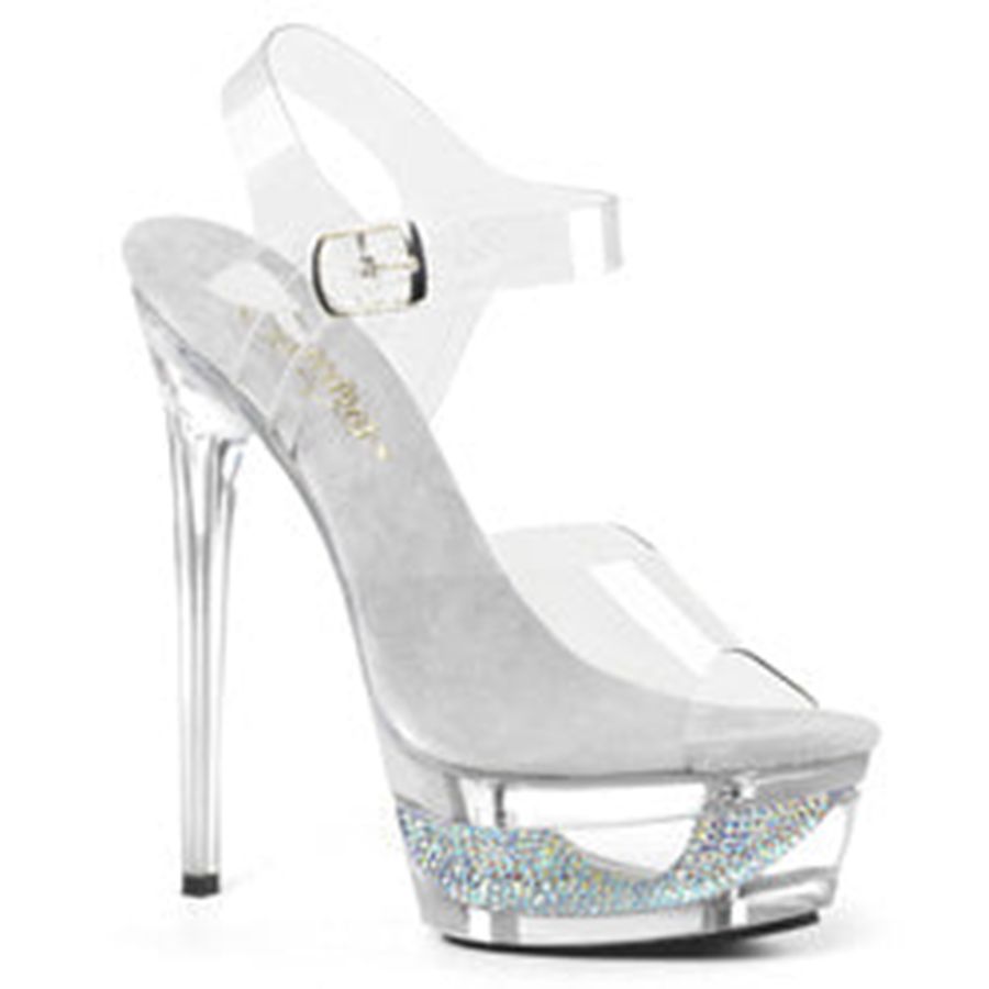 Sandales Bride Cheville Pleaser Eclipse-608DM Clear Femme | ARG-7709048