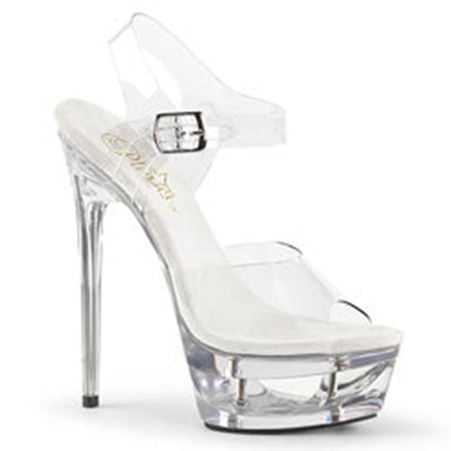 Sandales Bride Cheville Pleaser Eclipse-608 Clear Femme | AYW-2582033