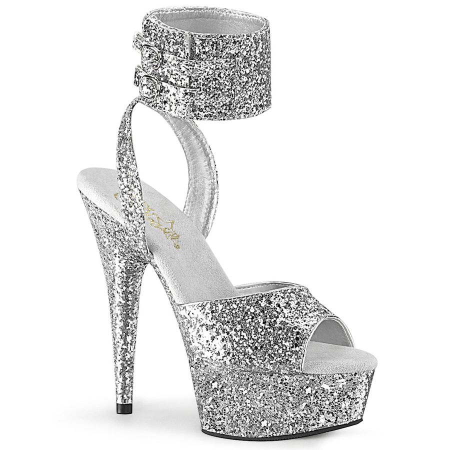 Sandales Bride Cheville Pleaser Delight-691LG Argent Femme | OLU-3933182