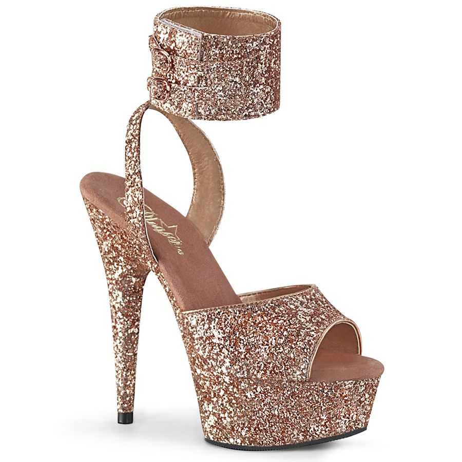 Sandales Bride Cheville Pleaser Delight-691LG Rose Doré Femme | TGA-8094726