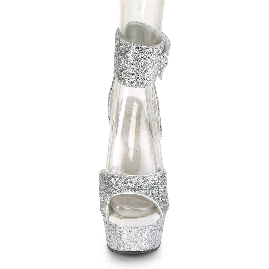 Sandales Bride Cheville Pleaser Delight-691LG Argent Femme | OLU-3933182