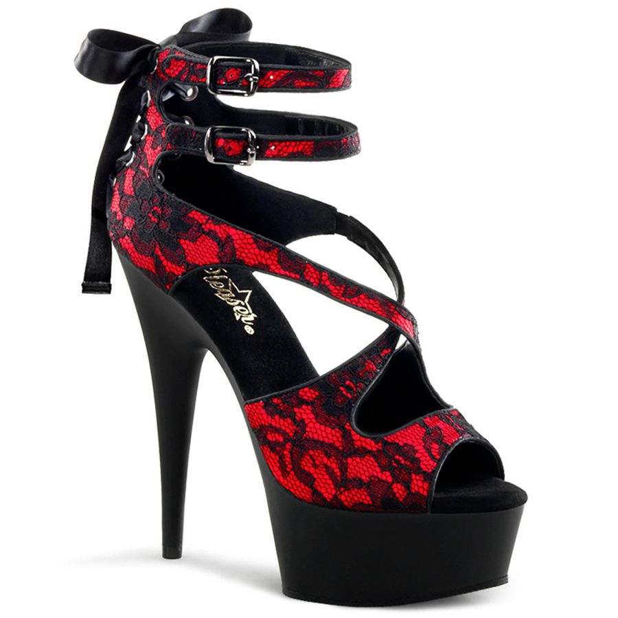 Sandales Bride Cheville Pleaser Delight-678LC Rouge Femme | MFM-5504970