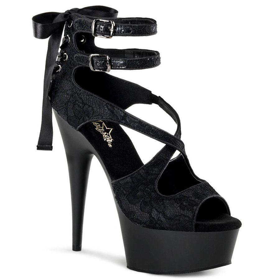 Sandales Bride Cheville Pleaser Delight-678LC Noir Femme | IMF-5195303