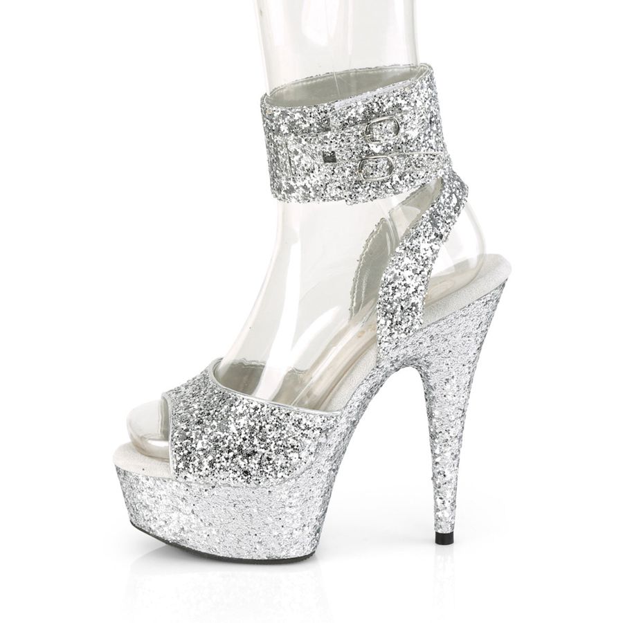 Sandales Bride Cheville Pleaser Delight-691LG Argent Femme | OLU-3933182