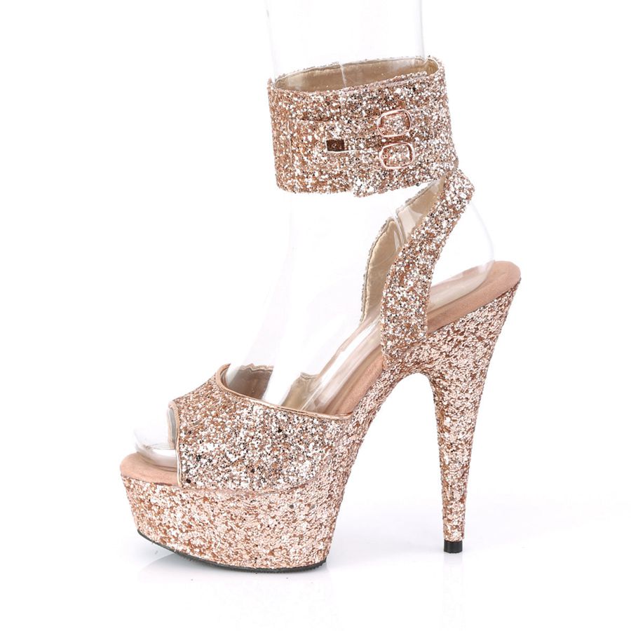 Sandales Bride Cheville Pleaser Delight-691LG Rose Doré Femme | TGA-8094726