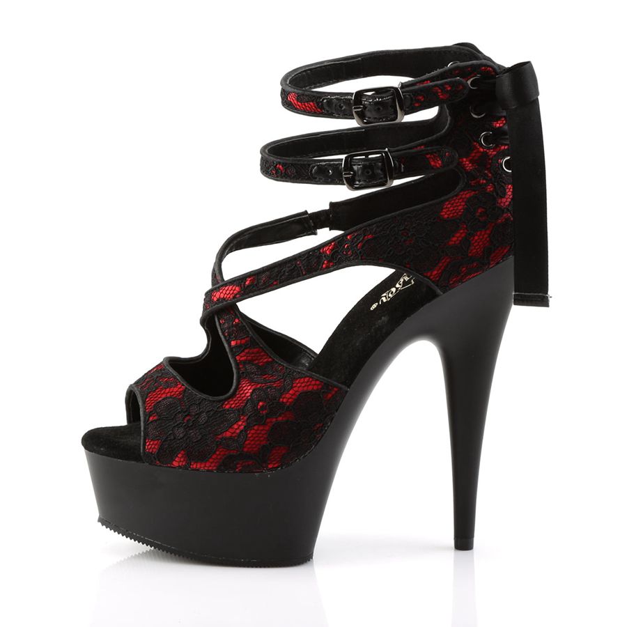 Sandales Bride Cheville Pleaser Delight-678LC Rouge Femme | MFM-5504970