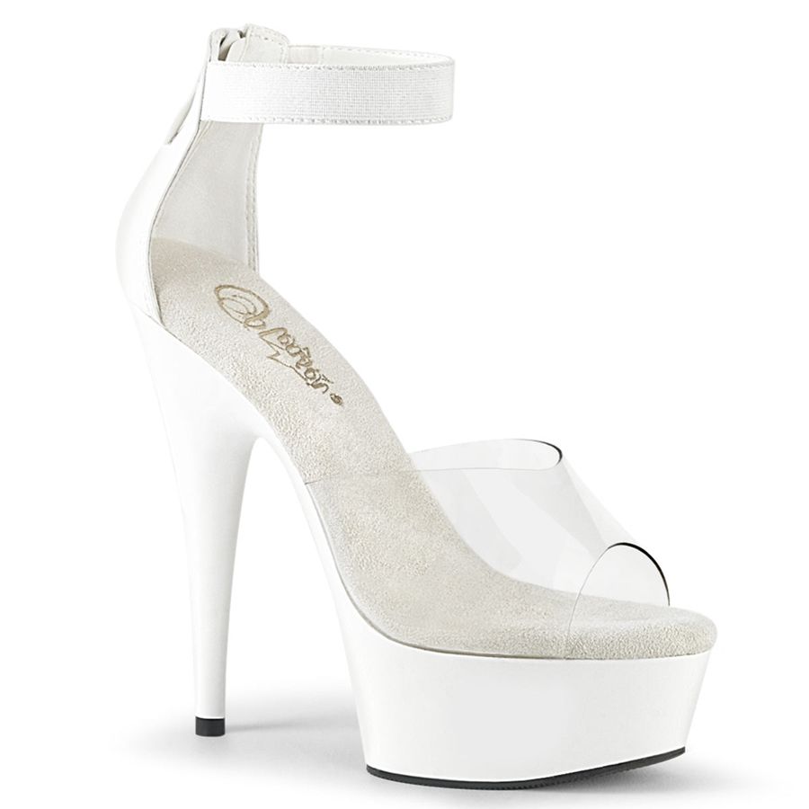 Sandales Bride Cheville Pleaser Delight-624 Blanche Femme | MWK-9415208