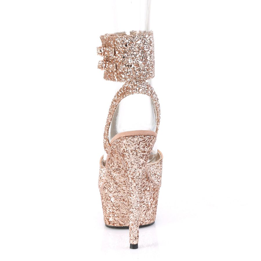 Sandales Bride Cheville Pleaser Delight-691LG Rose Doré Femme | TGA-8094726