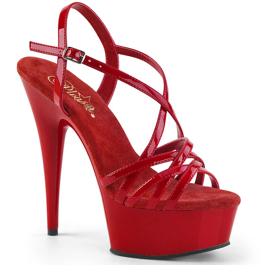 Sandales Bride Cheville Pleaser Delight-613 Rouge Femme | UJF-0260476