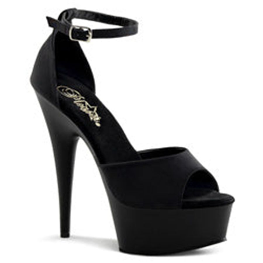 Sandales Bride Cheville Pleaser Delight-618PS Noir Femme | DEG-3683730