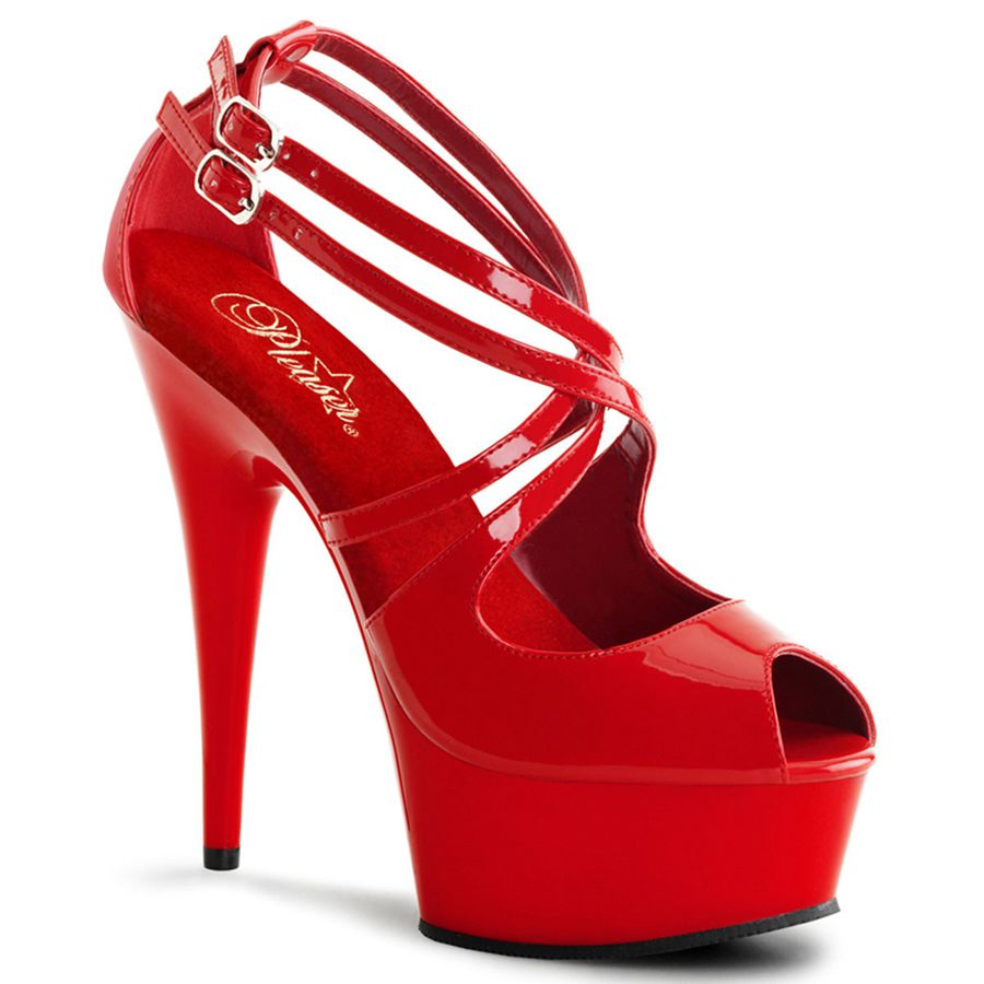 Sandales Bride Cheville Pleaser Delight-612 Rouge Femme | WWI-0931156