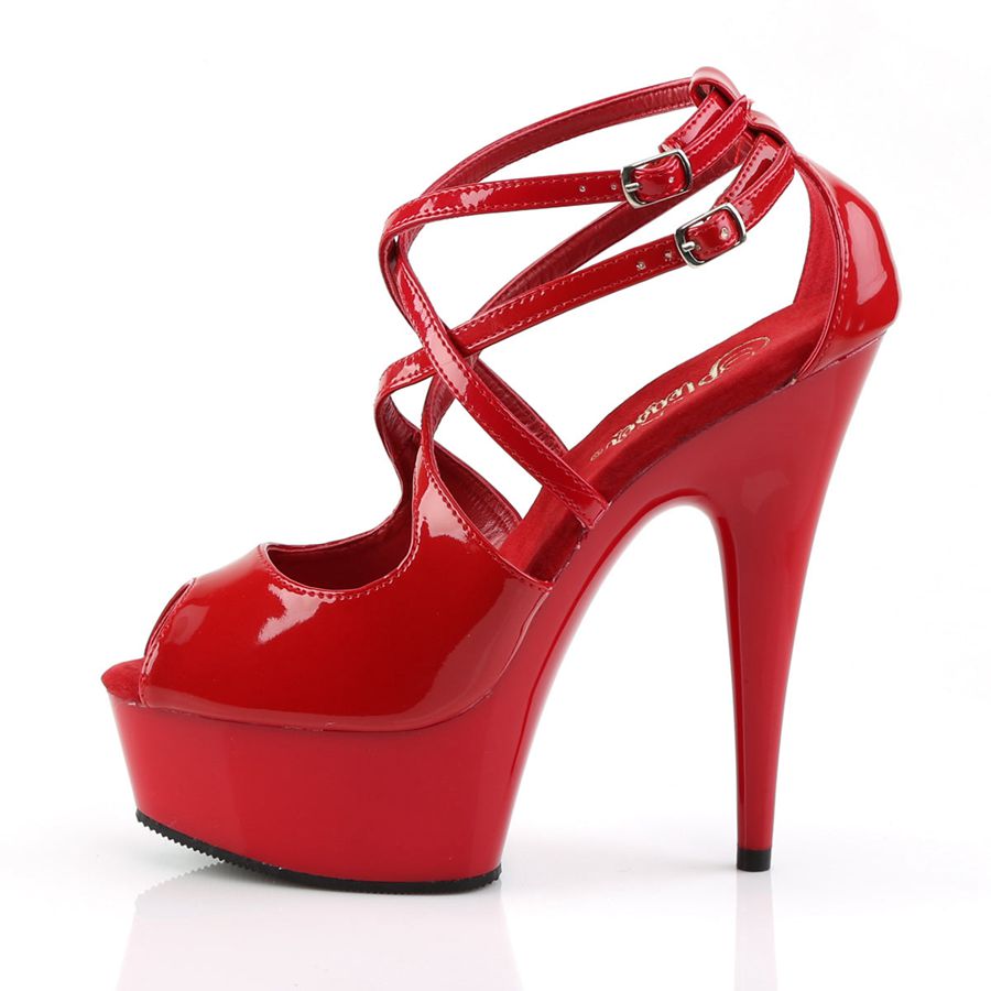 Sandales Bride Cheville Pleaser Delight-612 Rouge Femme | WWI-0931156