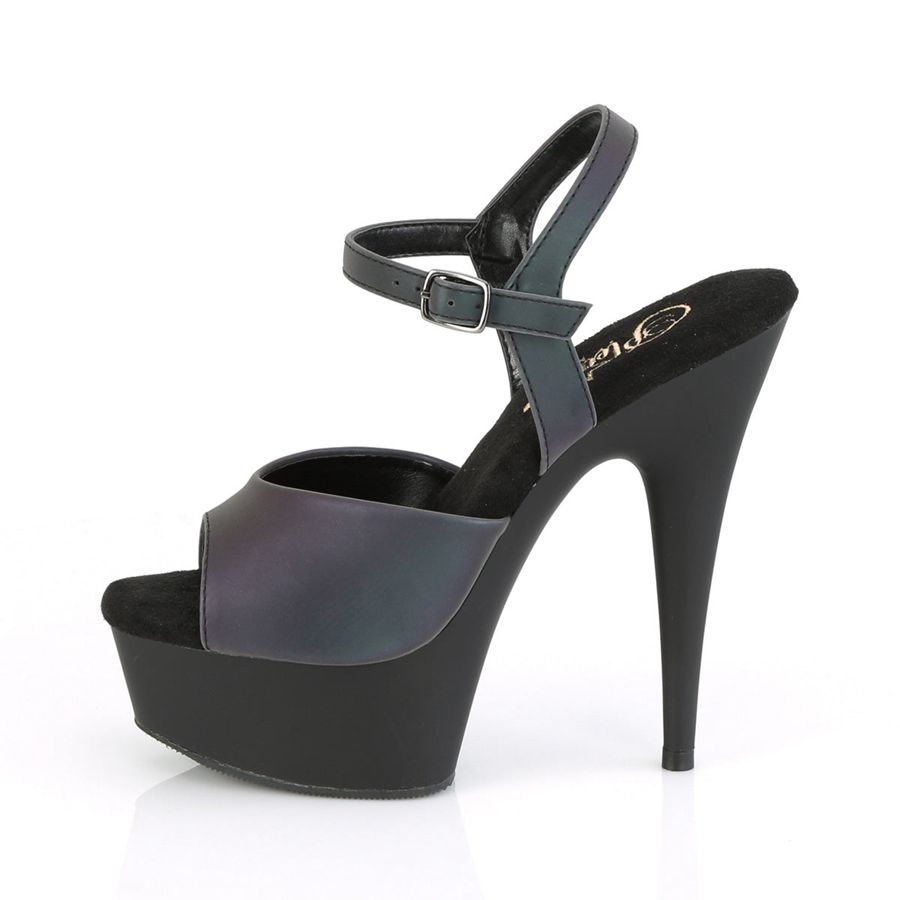 Sandales Bride Cheville Pleaser Delight-609REFL Noir Femme | QUU-5570063