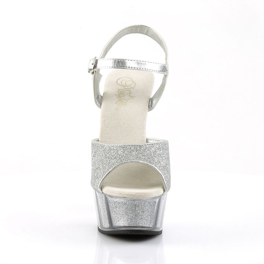 Sandales Bride Cheville Pleaser Delight-609-5G Argent Femme | KON-5993447