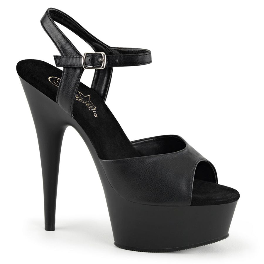 Sandales Bride Cheville Pleaser Delight-609 Noir Femme | KMK-1669527