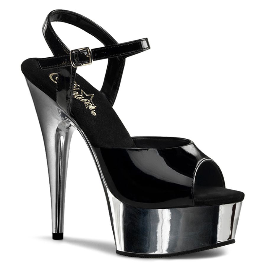 Sandales Bride Cheville Pleaser Delight-609 Argent Femme | DQO-0899805