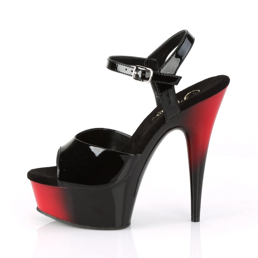 Sandales Bride Cheville Pleaser Delight-609BR Noir Rouge Femme | KJC-9704561