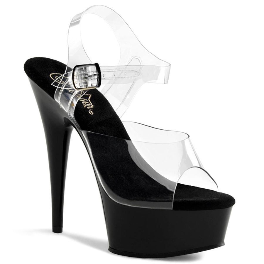 Sandales Bride Cheville Pleaser Delight-608 Noir Femme | SZY-0502509