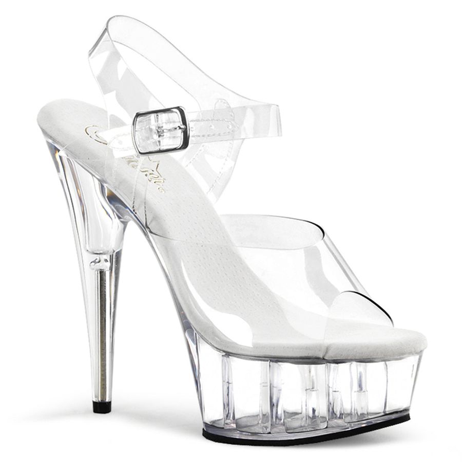 Sandales Bride Cheville Pleaser Delight-608 Clear Femme | KWX-7313888