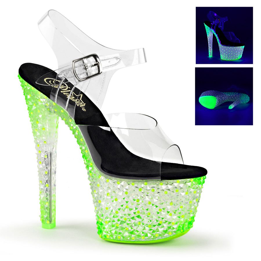 Sandales Bride Cheville Pleaser Crystalize-308PS Vert Femme | XRR-8555137