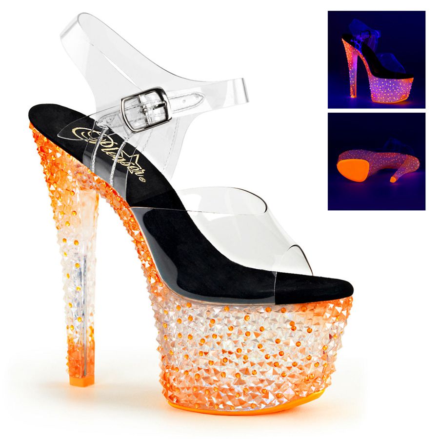 Sandales Bride Cheville Pleaser Crystalize-308PS Orange Femme | BCD-4901637