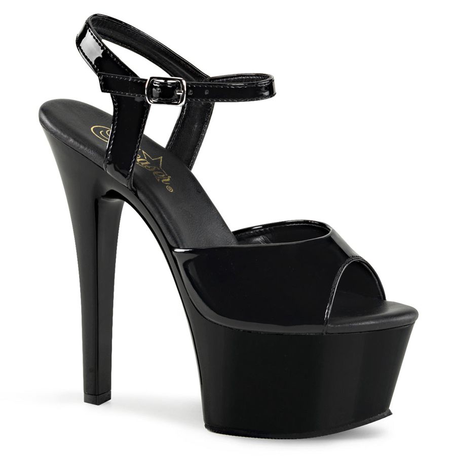 Sandales Bride Cheville Pleaser Aspire-609 Noir Femme | UVB-6240896