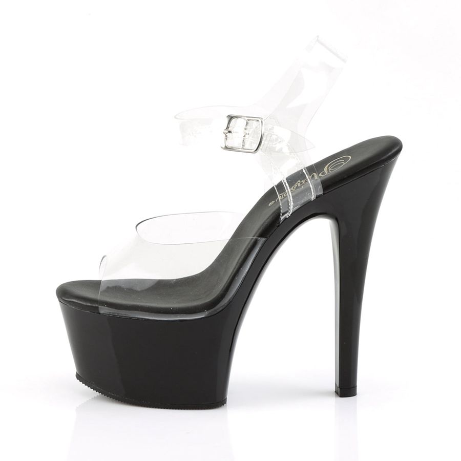 Sandales Bride Cheville Pleaser Aspire-608 Noir Femme | TOS-0762518