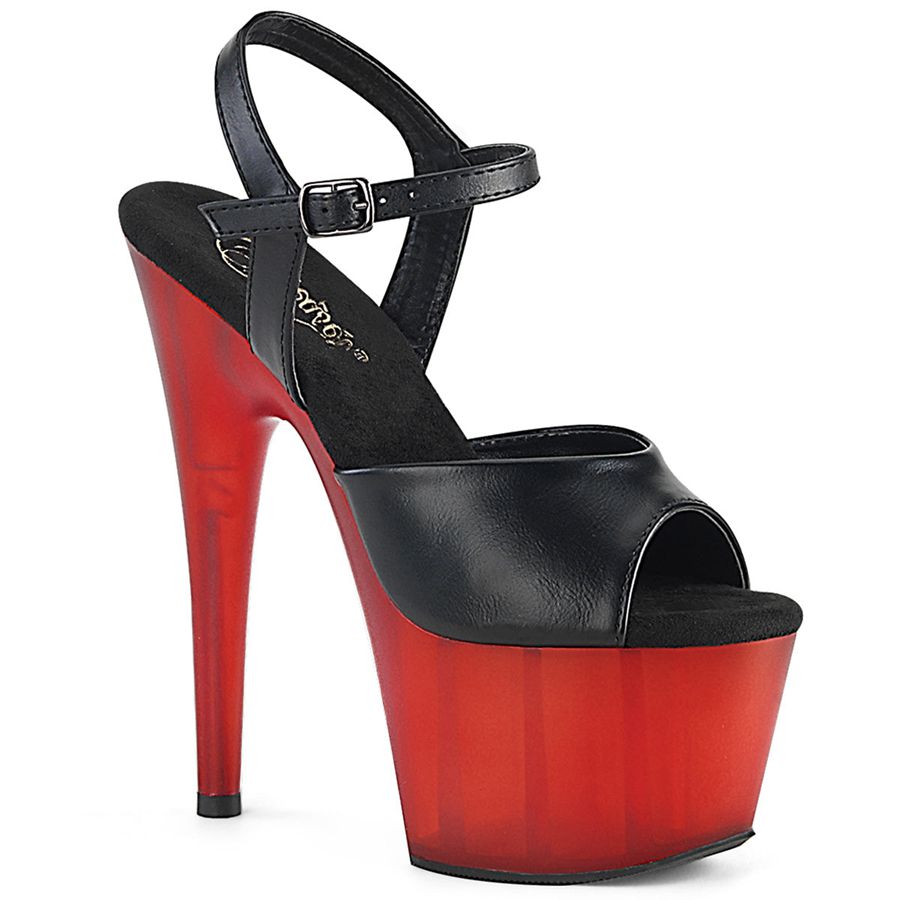 Sandales Bride Cheville Pleaser Adore-709T Noir Rouge Femme | HKW-9687020