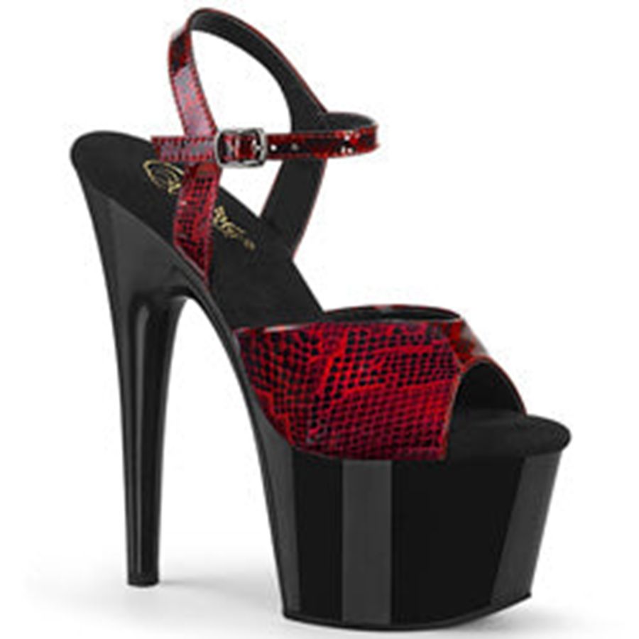 Sandales Bride Cheville Pleaser Adore-709SP Rouge Noir Femme | UFJ-2481862