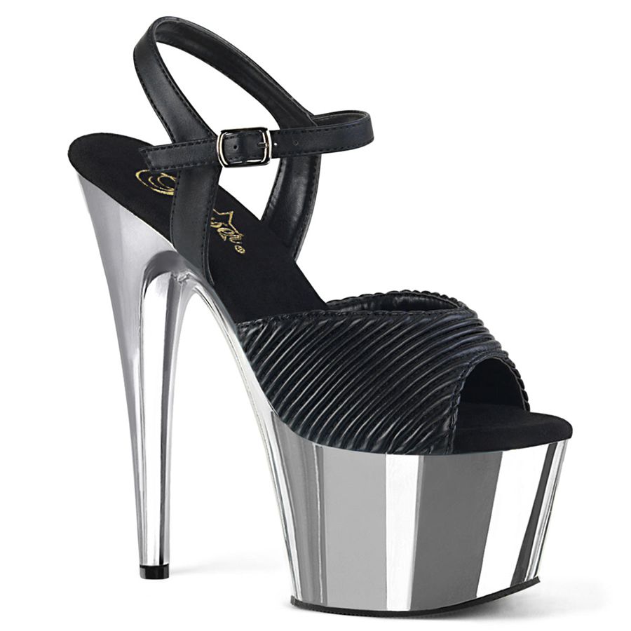 Sandales Bride Cheville Pleaser Adore-709 Argent Femme | RES-3239728