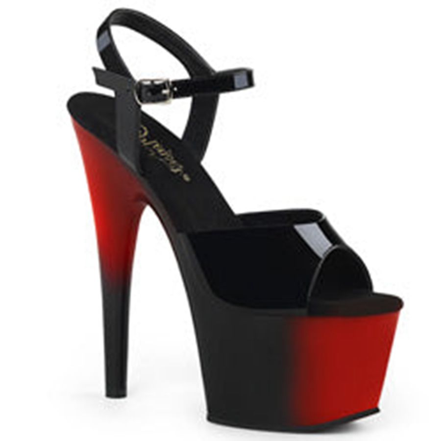 Sandales Bride Cheville Pleaser Adore-709BR Noir Rouge Femme | RII-2006055