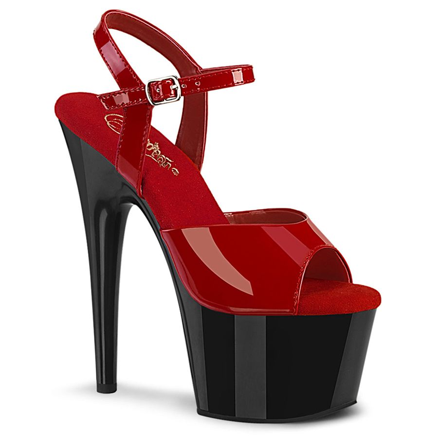 Sandales Bride Cheville Pleaser Adore-709 Rouge Noir Femme | WHL-5518035