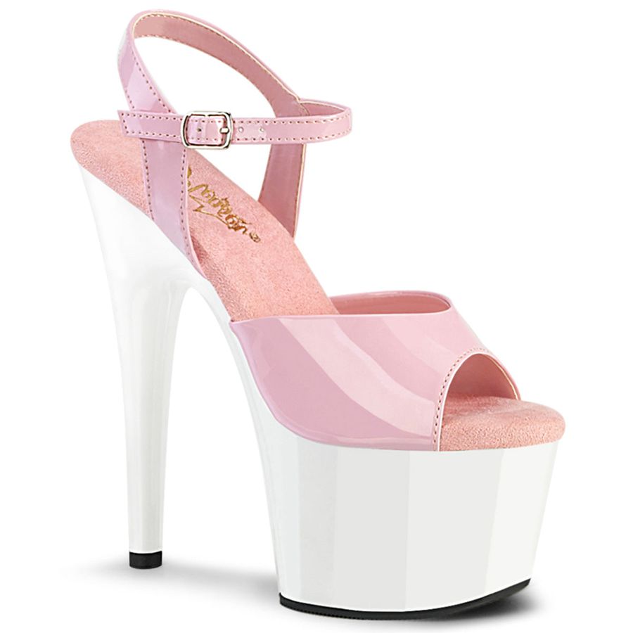 Sandales Bride Cheville Pleaser Adore-709 Rose Blanche Femme | VVU-2341523