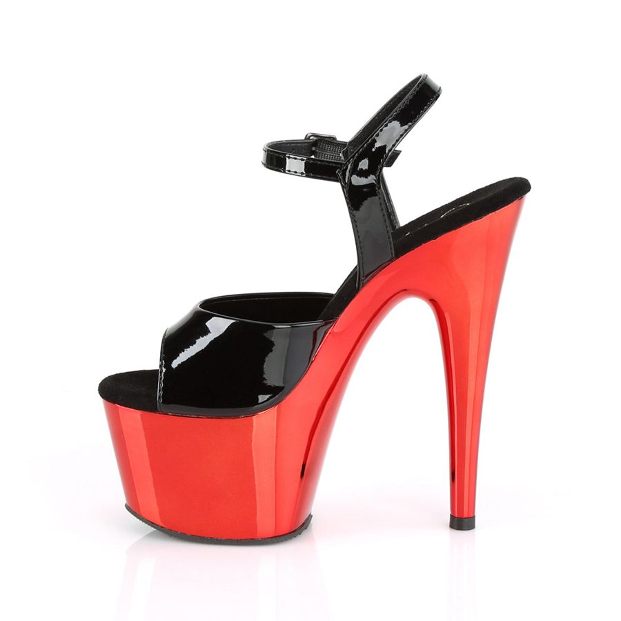 Sandales Bride Cheville Pleaser Adore-709 Noir Rouge Femme | TOW-7862245