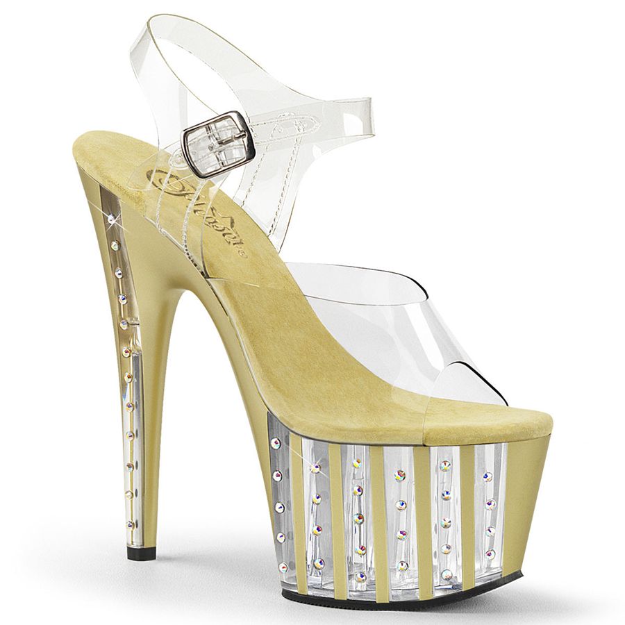 Sandales Bride Cheville Pleaser Adore-708VLRS Doré Femme | ZKV-5760150